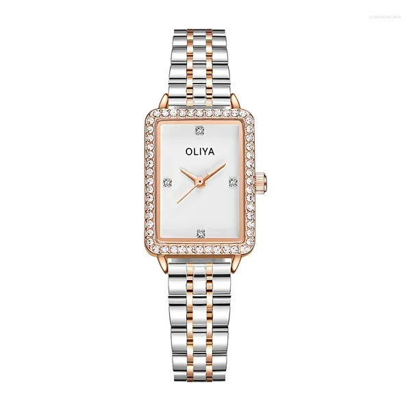 Montre-bracelets Diamond Watch pour les femmes Relojes para dama carré compense dames chanceux girl reloj de ocerro inoxydable mujer