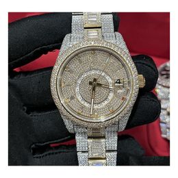 Horloges Diamond Watch High Quality Iced Out Fl Functioneel Werk Matic Beweging 42Mm Sier Twee Stenen Waterdicht 904 Roestvrij Fra Dhkp3