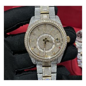 Horloges Diamond Watch Hoge kwaliteit Iced Out Fl Functioneel werk Matic-uurwerk 42 mm Sier Twee stenen Waterdicht 904 roestvrij F219k