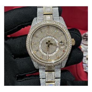 Horloges Diamond Watch Hoge kwaliteit Iced Out Fl Functioneel werk Matic-uurwerk 42 mm Sier Twee stenen Waterdicht 904 roestvrij F1883