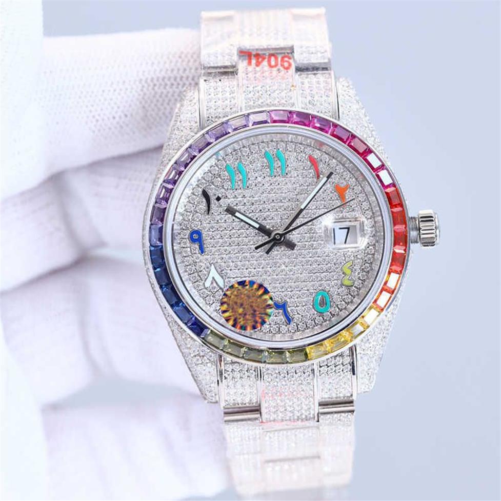 Armbandsur Diamond Watch Mens Mechanical Watch 41mm Stainls Steel Strap Movement Sapphire Waterproof Dign WristwatchChgi253U
