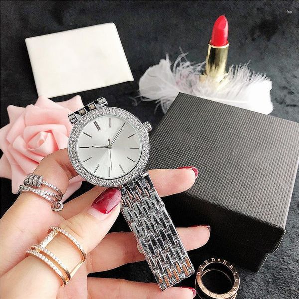 Relojes de pulsera, relojes de diamantes, relojes de lujo de cuarzo para mujer, reloj clásico de moda de acero inoxidable para mujer, regalo