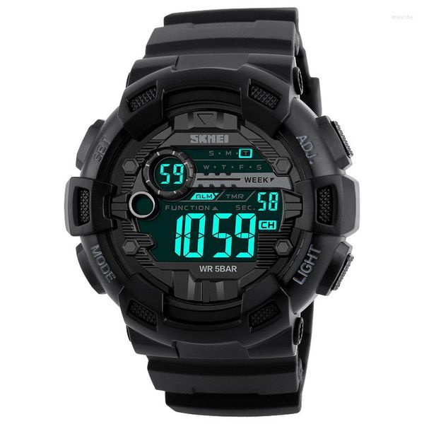 Relojes de pulsera Reloj deportivo digital Hombres Alarma Estudiante de secundaria Mesa juvenil Al aire libre Impermeable Doble hora Cronógrafo multifunción