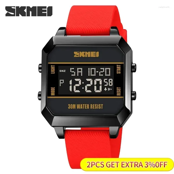 Relojes de pulsera Reloj digital Reloj de pulsera para hombre Relojes deportivos 3Bar Luz LED resistente al agua Reloj electrónico de cuenta regresiva Reloj Hombre