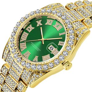 Montres-bracelets Diomond Man Watch Mode Luxe Quartz Or Diamant Montres Hommes Poignet Bling Hip Hop Deux Tons Entièrement Glacé Reloj DiamantWrist