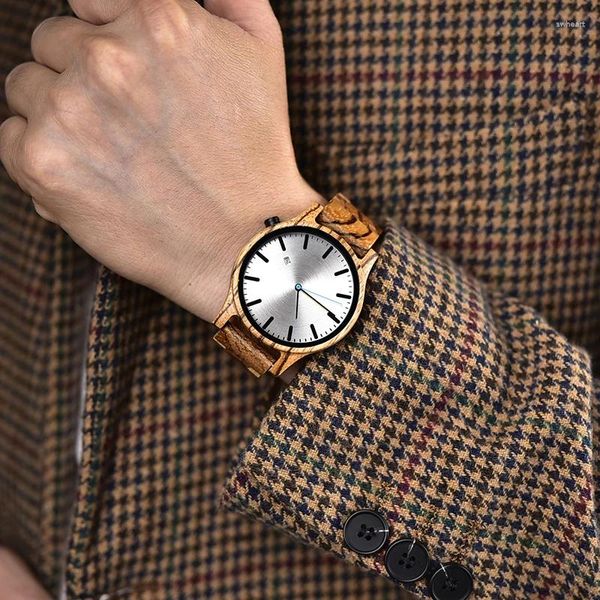 Relojes de pulsera DODO DEER Reloj de hombre de madera hecho a mano Cuarzo japonés Impermeable Zebra Madera Fecha masculina Regalo para él