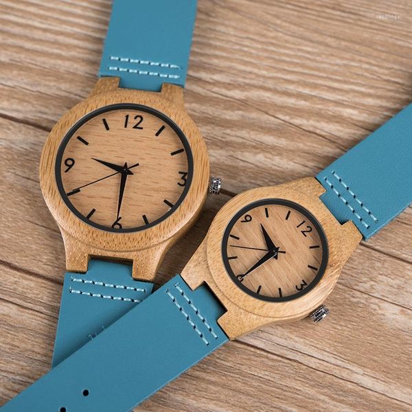 Relojes de pulsera DODO DEER Lovers Relojes de madera Mujeres Hombres Relojes Reloj de pulsera de madera hecho a mano Masculino Pareja personalizada Correa de cuero Regalo único de bricolaje