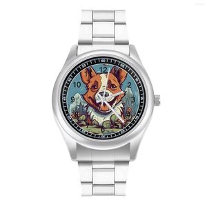 Horloges Hond Quartz Horloge Cartoon Natuur Stijl Staal Po Polshorloges Mannen Gym Fancy Promotie Polshorloge