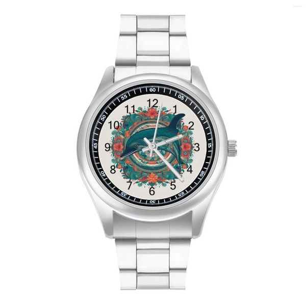 Relojes de pulsera Delfín Reloj de cuarzo Animal Floral Mandala Fitness Exclusivo Muñeca Acero Po Hit Ventas Pareja Reloj de pulsera