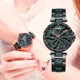Montres-bracelets DOM luxe mode femmes montres dame montre en acier inoxydable robe femmes Bling strass montre Quartz montres G-1258BK-1MF 231025