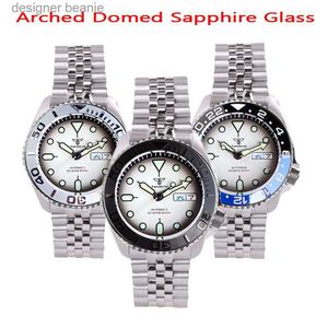 Montre-bracelets en verre sphérique skx mod mécanique en acier masculin s nh36 movt céramique incrustée blanche subsalaire 200 mètres de plongée 3,8 Crownc24410