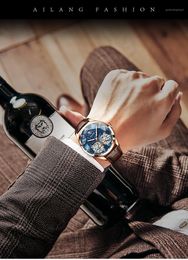 Polshorloges Double Flywheel Men's Watch Automatisch mechanische mode Casual Business Original Design Ailang Brand