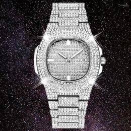 Montres-bracelets Drop 2022 Ice Out Rôle Hip Hop Montre Diamant Hommes Argent Acier Hommes Montres À Quartz Étanche Relogio Masculino