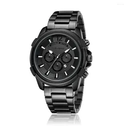 Les montres-bracelets dépassent les hommes de monnaie cool montre les hommes Cagarny Sport Quartz Horloge Mens de luxe Luxury Black Steel Reloj Hombre