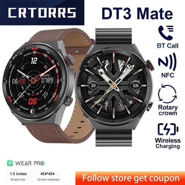 Montres-bracelets DT3 Mate 1.5 '' 454 * 454 montre intelligente hommes NFC GPS Bluetooth appel Fitness étanche Sport poignet Smartwatch pour Xiaomi Huawei 2023Q231123
