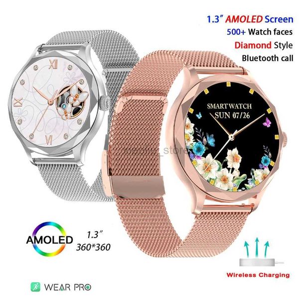 Relojes de pulsera DTS Style Diamond para mujer Smartwatch para mujer Smartwatch 1.3 con pantalla de amuleto Reloj de mano impermeable Pulsera Smartband 240319