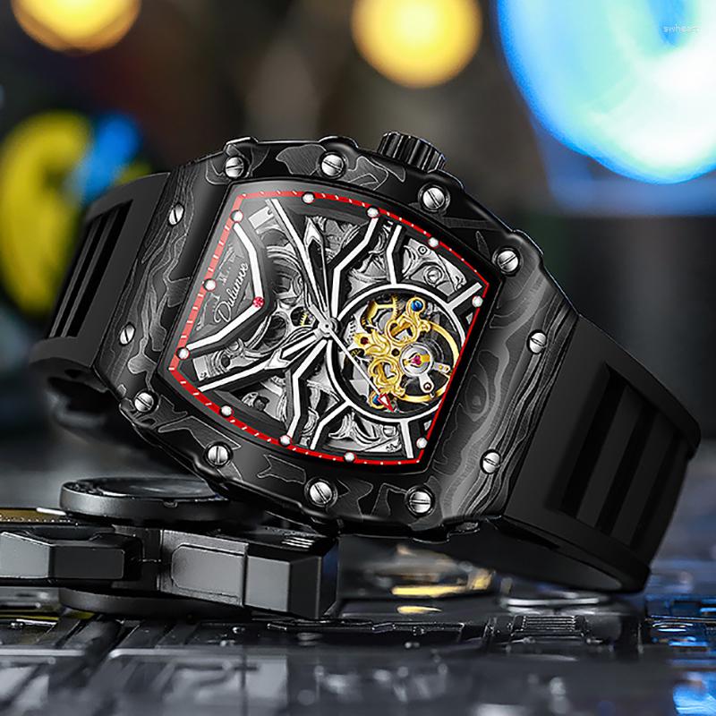 リストウォッチDulunwe Men's Luminous Watches Man Automatic Castary Sport Watch Luxury Fashion Mechanical Business Wristwatch防水時計