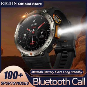 Relojes de pulsera Eigiis Bluetooth Call Smart Pantalla táctil completa Monitor de salud Reloj con linterna Hombres SmartWatch para iOS Android 240319