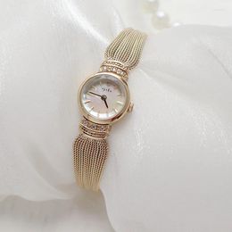 Montre-bracelets électroplate à vide à vide 18 carats en or Silver Quartz Quartz en acier inoxydable Bracelet en tricot étalant Bracelet Gift Reloj