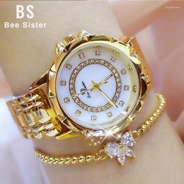 Muñecos de pulsera Elegantes 2024 Damas de diamantes de diario Diamantes Mujeres Diamond Watch Gold Clock Wrist For Relogio Feminino