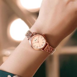 Armbanduhren, elegantes Roségold-Stahlband-Design, Damenuhr, modisch, lässig, Nischenquarz, hochwertig, leicht, luxuriös, besonderes Geschenk