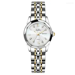 Relojes de pulsera Reloj de cuarzo elegante para mujer Diamante de lujo Clásico Oro Astilla Banda de acero inoxidable Relojes Orologio Reloj de pulsera para mujer