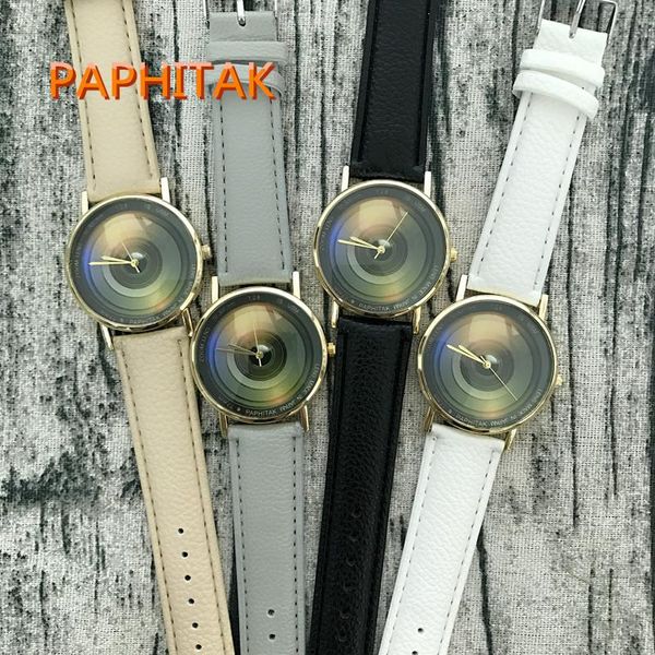 Relojes de pulsera Europa y los Estados Unidos que venden personalidad Reloj con patrón de disco Estudiantes Cinturón de cuero retro Casual