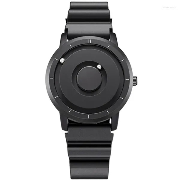 Relojes de pulsera EUTOUR Bola magnética Dial Personalidad de los hombres Moda creativa Reloj casual Tecnología negra Concepto fresco Diseño sin fronteras