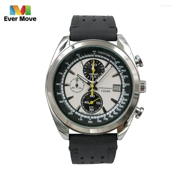 Relojes de pulsera Ever Move, relojes deportivos informales para hombre, reloj de pulsera de Cuero militar superior, reloj de pulsera para hombre, reloj de pulsera con cronógrafo de moda