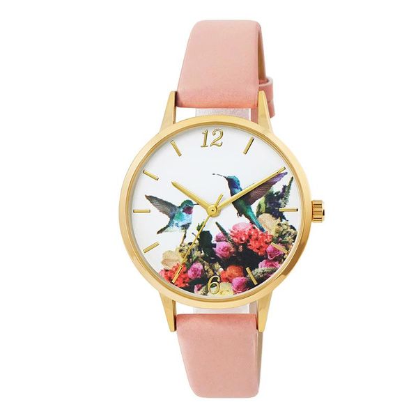 Montres-bracelets cadran exquis motif oiseau montre bracelet en cuir souple robe pour femmes cadeau élégance conception impression 3D