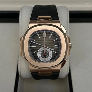 Horloges Prachtige herenhorloge Luxe timing Dubbel display Buiten Waterdicht Volledig stalen transparante bodem Automatische mechanische klok