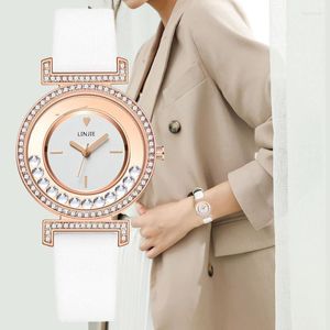 Montres-bracelets exquis minimalistes femmes montres 2022 Simple diamant cadran conception dames en cuir montre-bracelet cadeaux décontractés horloge pour femme Hect
