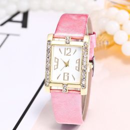 Relojes de pulsera Exquisito Reloj de pulsera analógico de cuarzo con números arábigos rectangulares para mujer 230905