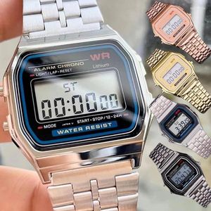 Relojes de pulsera F91W Reloj de banda de acero inoxidable de lujo impermeable retro deportes digitales relojes militares hombres mujeres reloj de pulsera electrónico