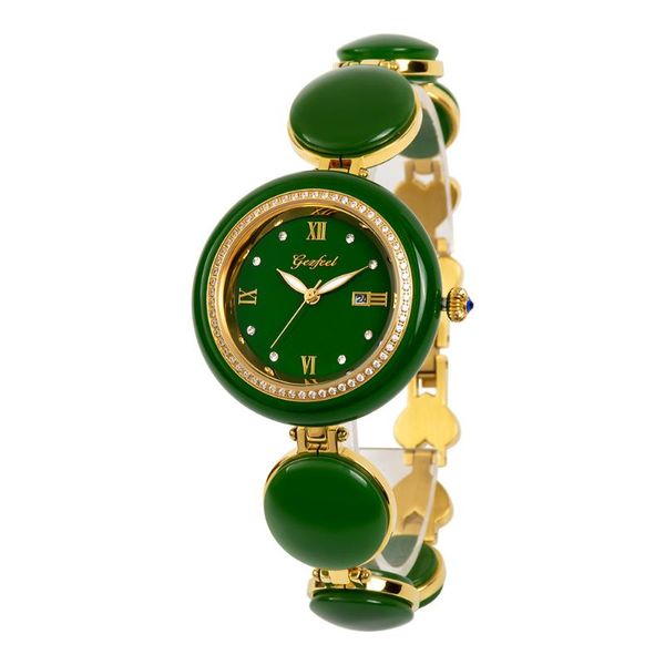 Relojes de pulsera Fábrica Venta al por mayor Personalizado Reloj de jade Pulsera Mujer Calendario de cuarzo Fuera de Mengyu Mujer