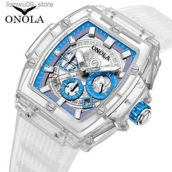 Orologi da polso Faion Orologio da uomo e da donna di marca ONOLA Lusso trasparente in plastica impermeabile al quarzo Silicone Orologi da uomo relojes para hombreQ231123