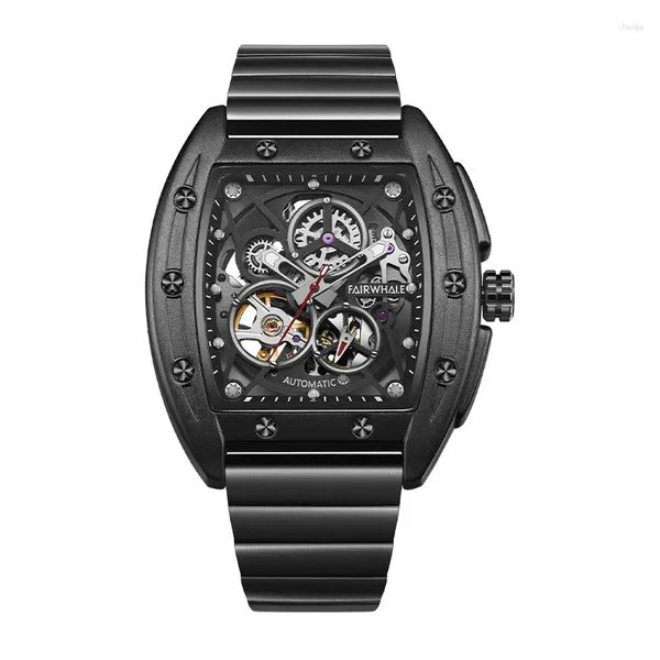 Montre-bracelets Fairwhale Luxury Watch for Men Fashion Automatic Mécanique Tonneau Man Watchs Sports Afficuloproof Montre Homme
