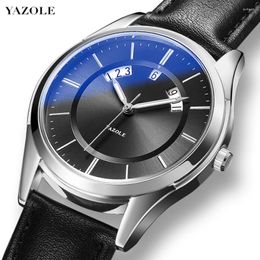 Montres-bracelets fantaisie cadran bleu montre pour hommes date spéciale look affaires hommes quartz bracelet en cuir souple montres 2024