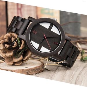 Montre-bracelets Fandao Fashion Charm Ebonoon Wood Watch 6 heures et 12 Calalé Gift Mouvement en bois de Quartz en bois pour hommes