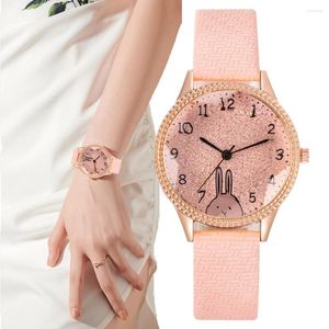 Relojes de pulsera de moda 2023, reloj de cuarzo para mujer, diseño de diamantes de imitación rosa de lujo, relojes para mujer, reloj deportivo de cuero, regalos