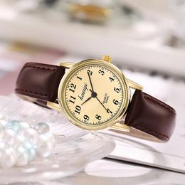 Montres-bracelets Mode 2023 Montres habillées pour femmes Quartz Casual Montre-bracelet en cuir Elegante Envio Gratis Gold