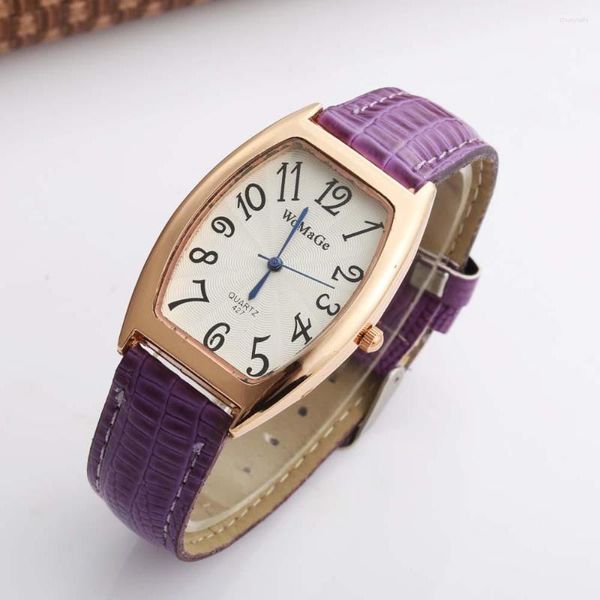 Relojes de pulsera Moda 2023 Top Brand Womage Relojes Mujeres Tonneau Reloj Casual Reloj de pulsera de cuarzo de cuero Relojes de Mujer para regalo