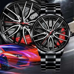 Relojes de pulsera Moda 3D Sport Car Wheel Watch Hombres Relojes de lujo de cuarzo únicos Relojes Para Hombre