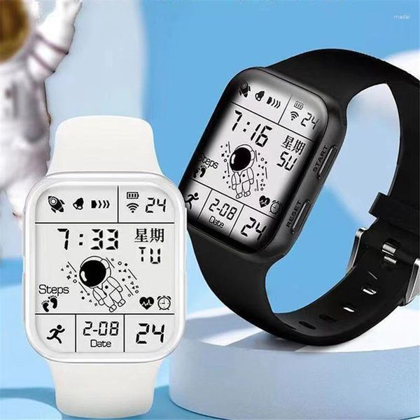 Relojes de pulsera Moda Astronauta Dial Estudiante Reloj electrónico Calendario Reloj de mano luminoso Jóvenes Deportes al aire libre Reloj de pulsera digital