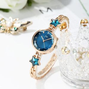 Montre-bracelets Fashion Blingling Crystal Star Bracelet Femme Lady Quartz Wrist Watch