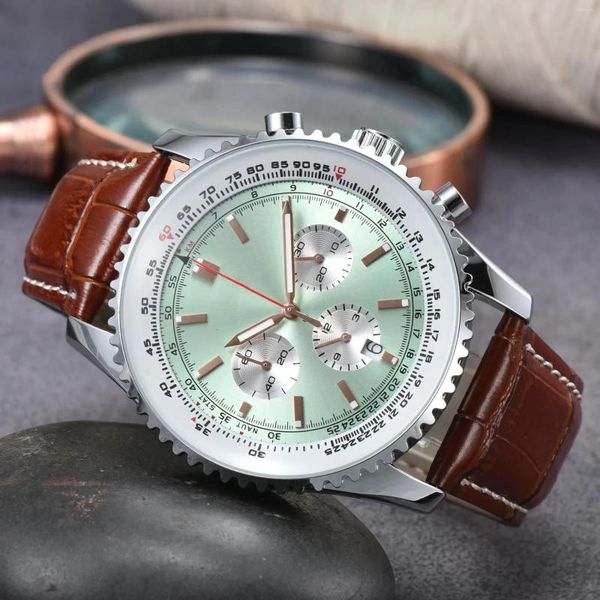 Relojes de pulsera Marca de moda BR Relojes para hombre Todo el trabajo Reloj de cuarzo Reloj cronógrafo de acero inoxidable de lujo Reloj de cuero 6 agujas Calendario