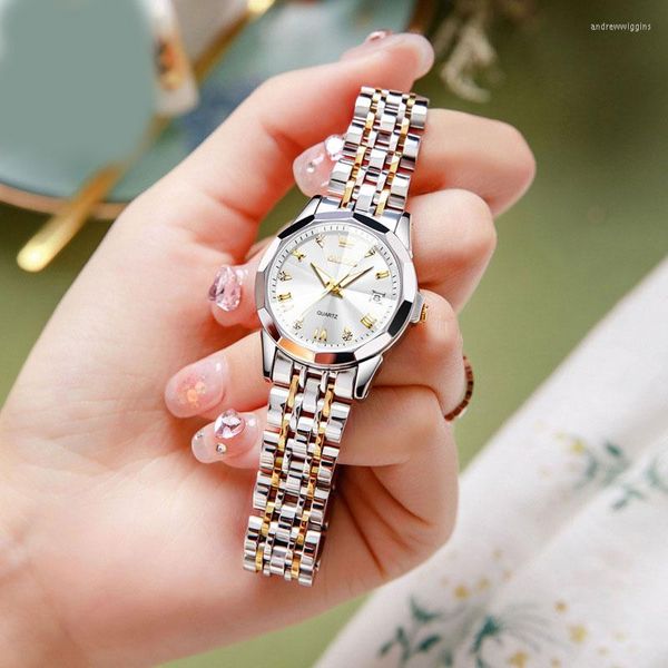 Montres-bracelets Mode Marque Design Vintage Strass Calendrier Bracelet En Acier Boucle Papillon Quartz Dames Pour Les Affaires Horloge Relogio Feminino