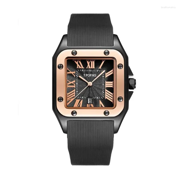 Relojes de pulsera Relojes de marca de moda para hombre Reloj de vestir de silicona de goma de lujo Relojes de cuarzo cuadrados para hombre