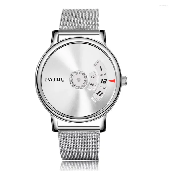 Relojes de pulsera Marca de moda PAIDU Reloj Hombres Creativo Giradiscos Relojes deportivos Banda de malla Reloj de pulsera de cuarzo Relogio Masculino Reloj Hombre