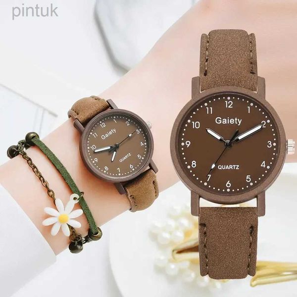 Montres-bracelets Montre de marque de mode pour femmes simples chiffres arabes Bracelet en cuir dames robe montre à quartz horloge pour femmes Relogio Feminino 24329